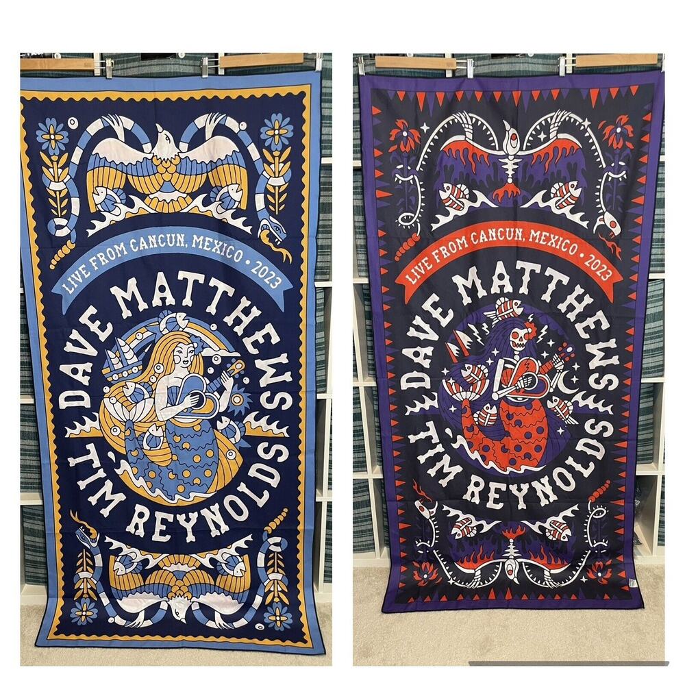 Dave Matthews Tim Reynolds Tapestry Cancun Mexico 2023 Double Sided Day of Dead